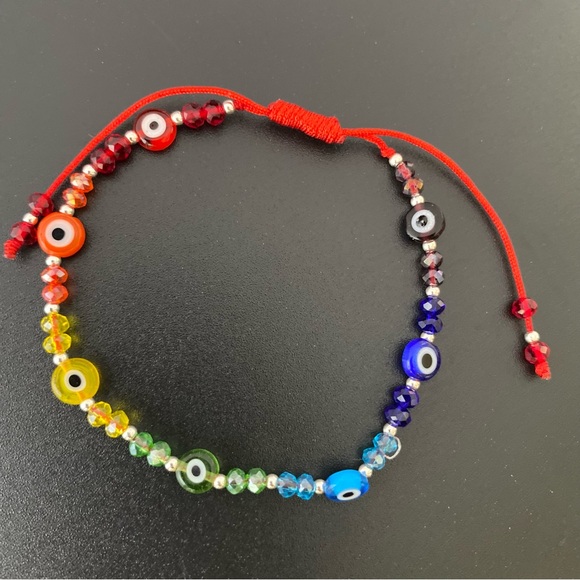 925 Sterling Silver Red Thread Eye Adjustable Bracelet Good Luck Pulsera - Picture 13 of 14